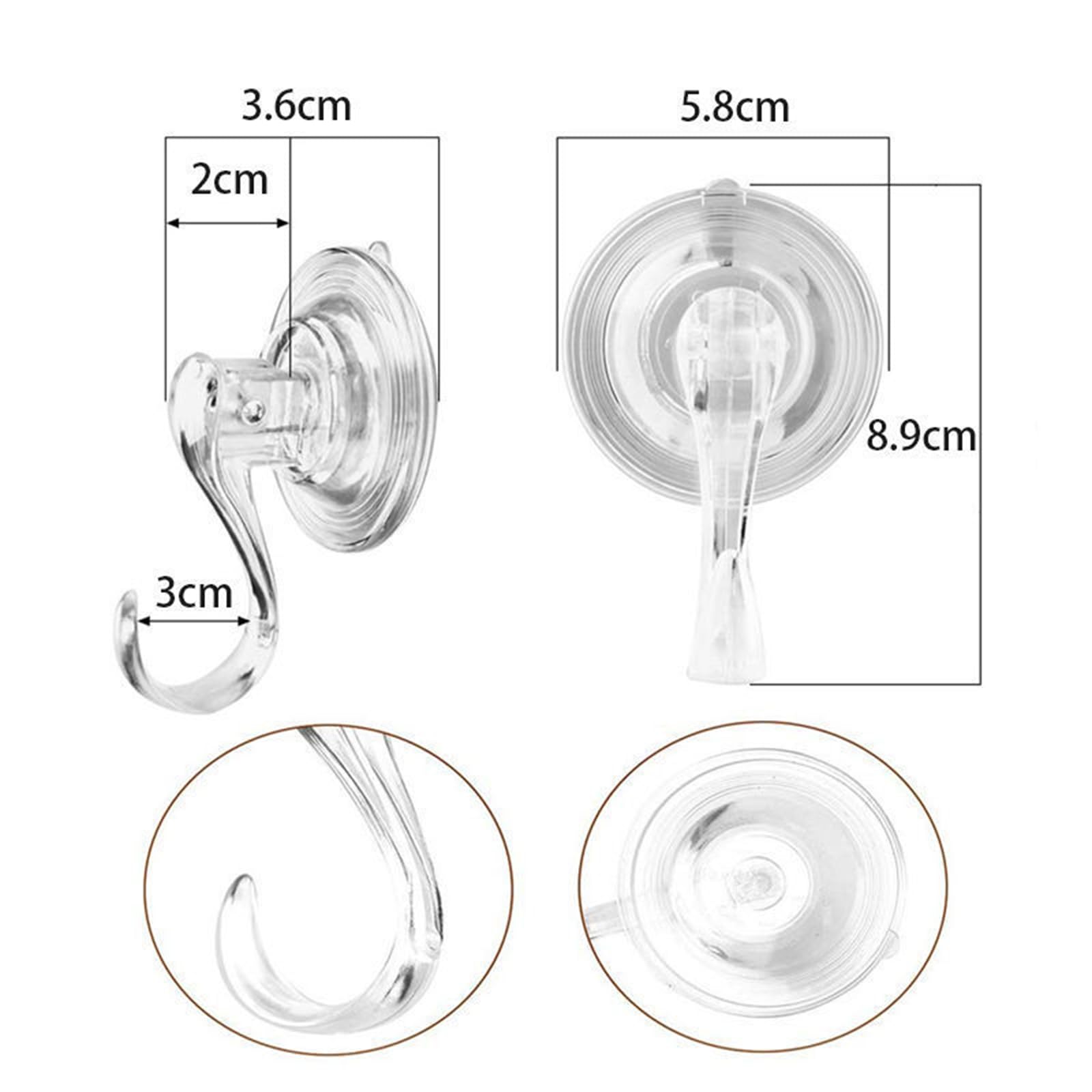 6 Stück Saugnapf-Haken – Transparent, Max. 3 Kg Tragkraft, Ø 6,8 Cm, Für Glas, Fliesen, Spiegel