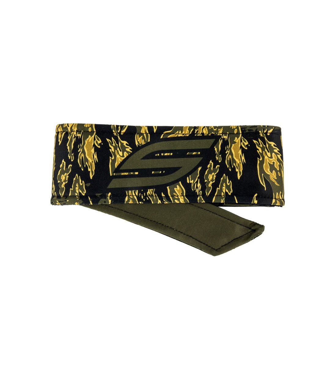 Social Paintball Long Tie Headband, Tigerstripe Olive