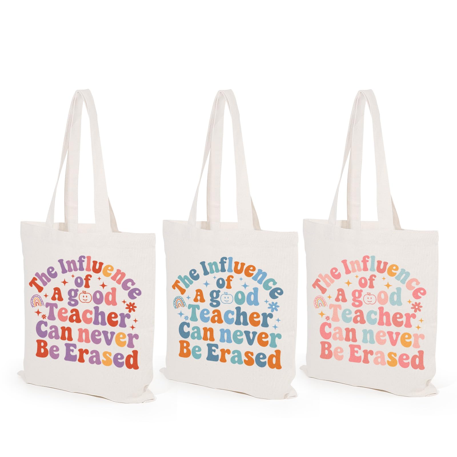 TYL&TYS 3Pcs Teacher Gifts, Teacher Appreciation Gifts, Tote Canvas Bags for Women, Reusable Shopping Bags for School Work Travel, Presents for End of Term Graduation Thanksgiving