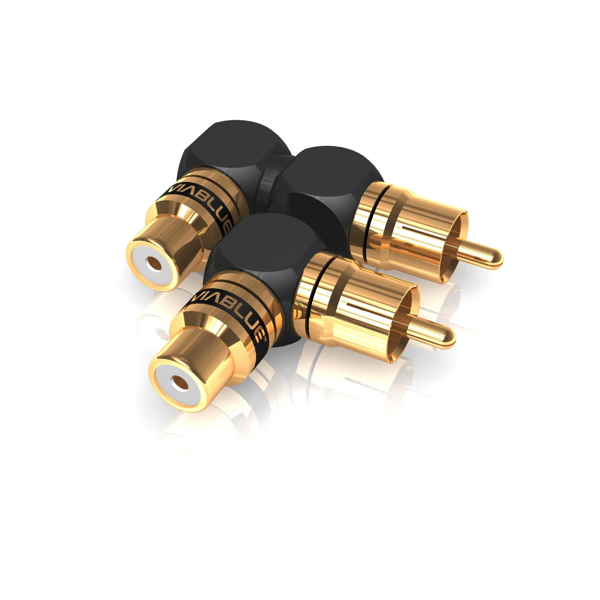 VIABLUE XS CINCHADAPTER 90° S/XL MIX * 1 Paar Adapter * 24 Karat echtvergoldet, Cinch 90° S/XL Mix