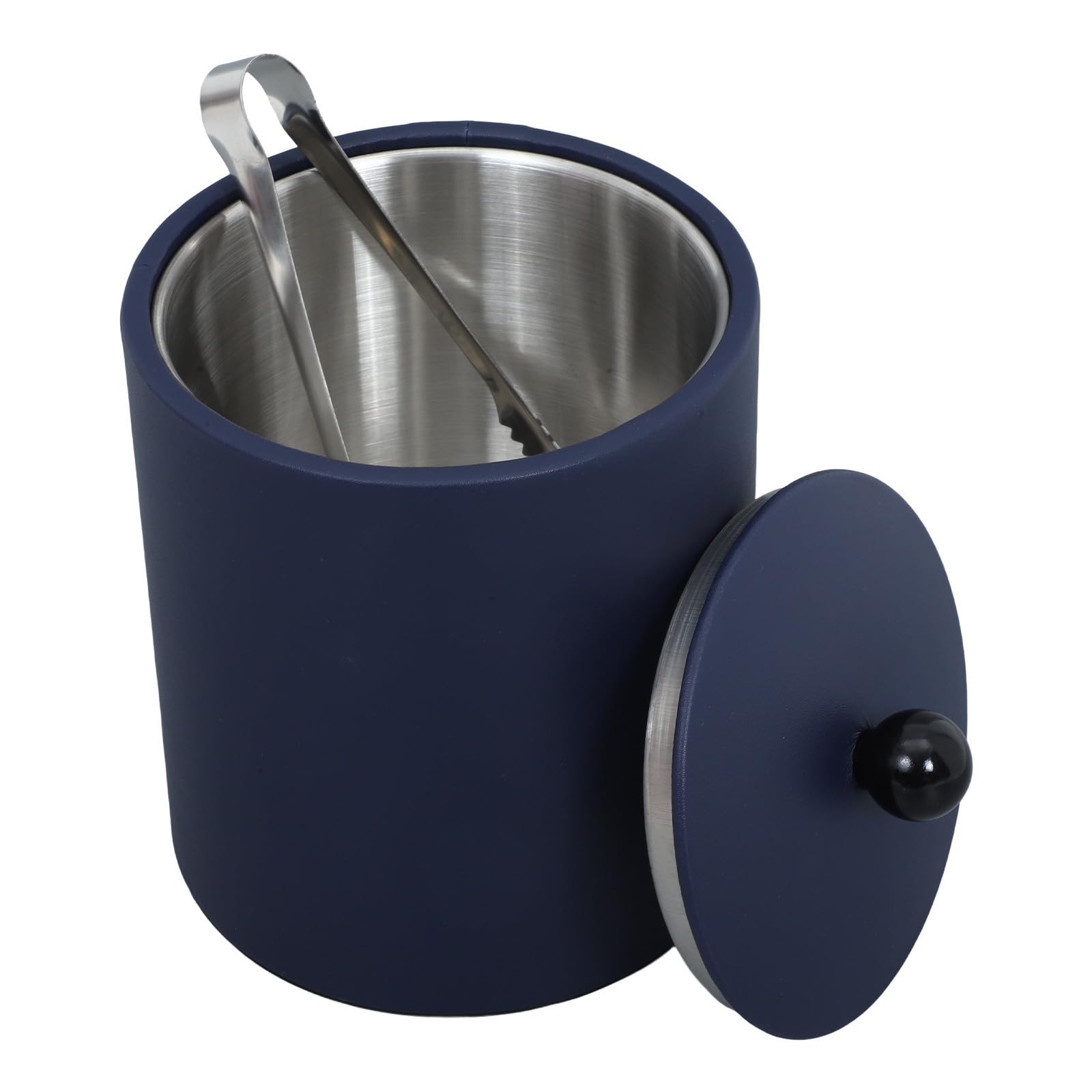 CLISPEED Seau à Glace Isotherme Acier Inoxydable Rond avec Couvercle et Pelle pour Bar Fêtes et Hôtels Bleu Unité