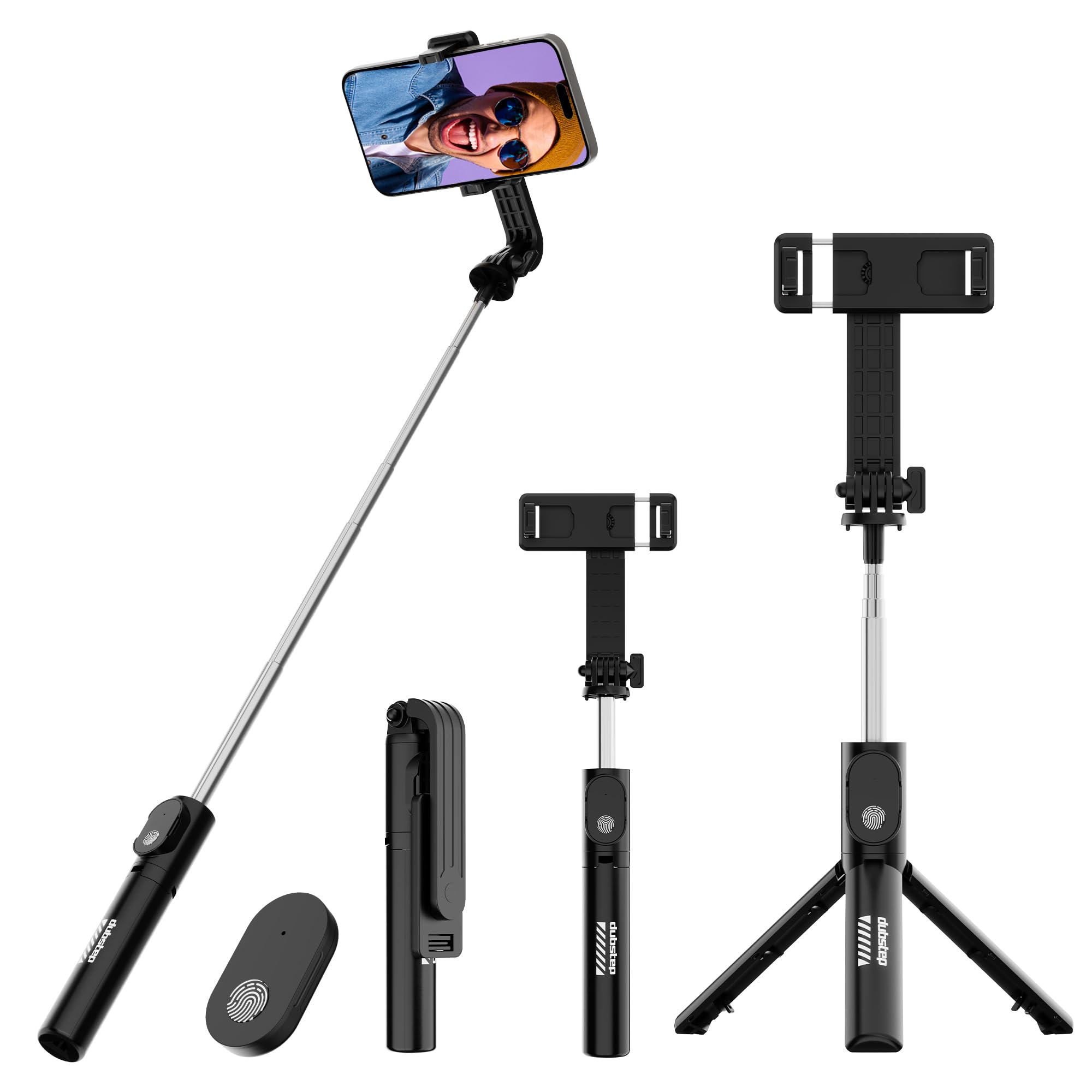 Dubstep Flickstick Smart Selfie Stick | 360° Rotation Mobile Stand | Enabled Extendable Selfie Stick/Tripod with Wireless Remote | Compatible with iPhone and Android Smart Phones (Black)-picture-27