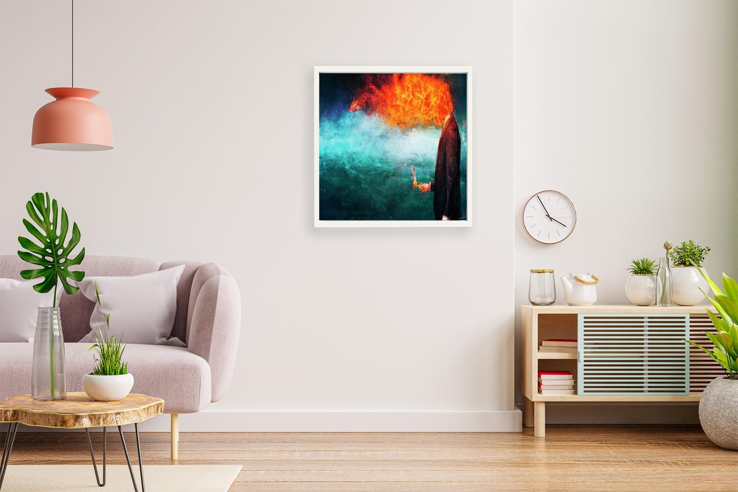 VERRE ART Printed Framed Canvas Painting for Home Decor Office Wall Studio Wall Living Room Decoration (14x14inch White Floater) - Deep Forets