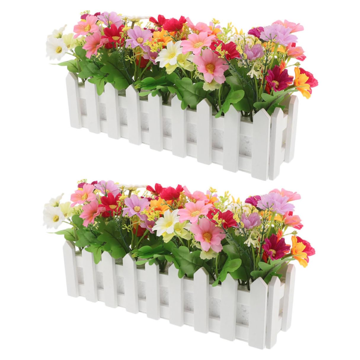 Plantes artificielles fleurs blanches en pot clôture sans aucun entretien