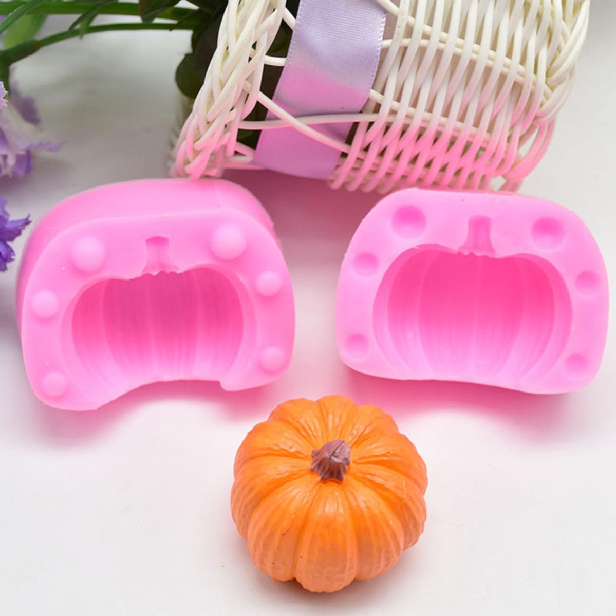 30 Piezas Molde de Silicona para Calabaza 3d Rosa