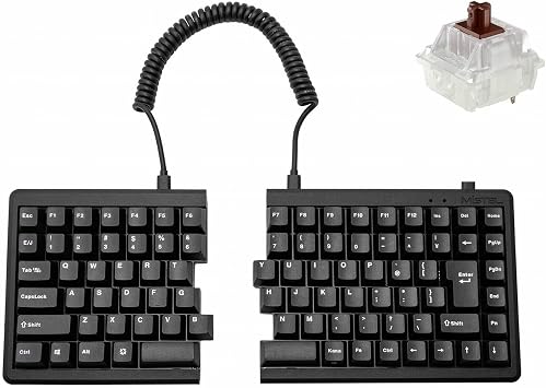 BAROCCOMiSTEL MD770 Japanese Layout/Brown Axis Split Keyboard Wired USB 88 Keys Black PBT White Double Shot MX Cherry Macro Function Compatible N-Key Rollover Media Keys Supported Official Japanese