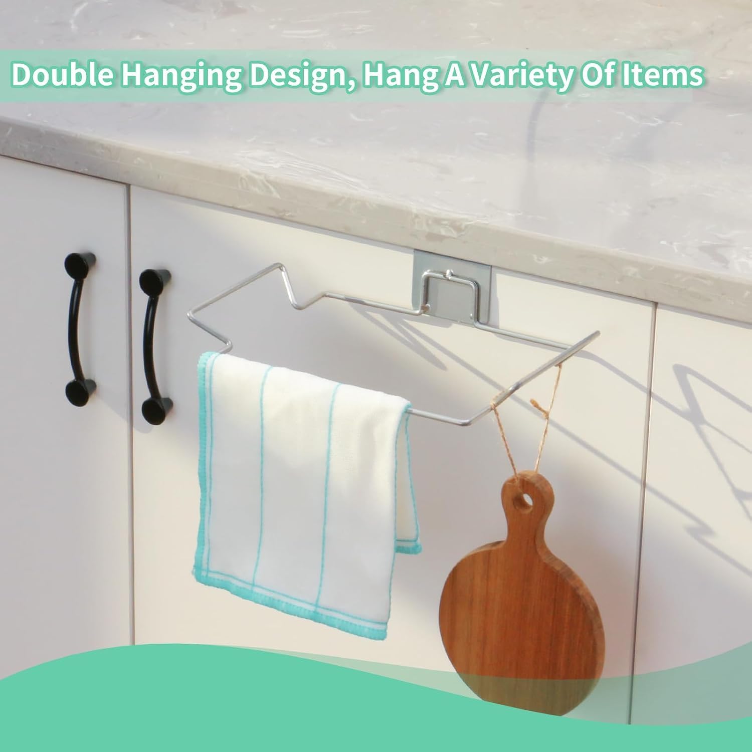 OYSIR Large Stainless Steel Trash Bag Holder for Kitchen Cabinets Doors and Cupboards, Under Sink Bag Holder, Garbage Bag Holder, Space Saving Waste Can, Hanging Kitchen Trash Cans image 4