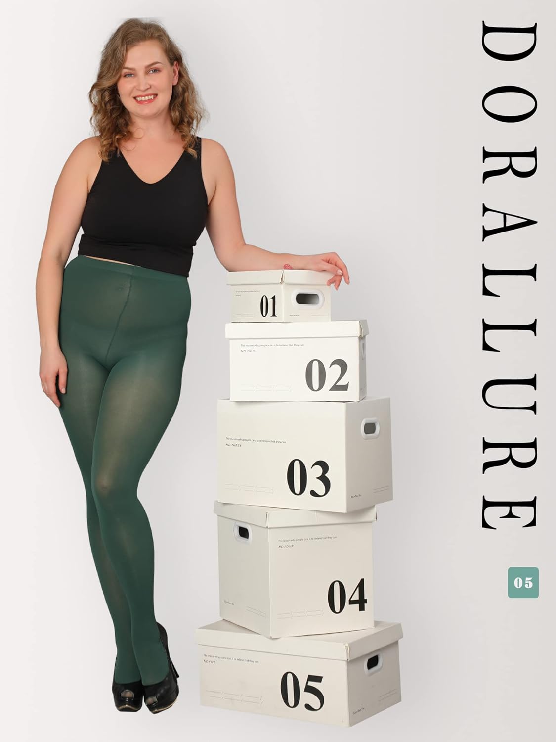 DORALLURE Oversize Plus Size Tights for Women, Solid Color Soft Footed High Waist Pantyhose - Image 6