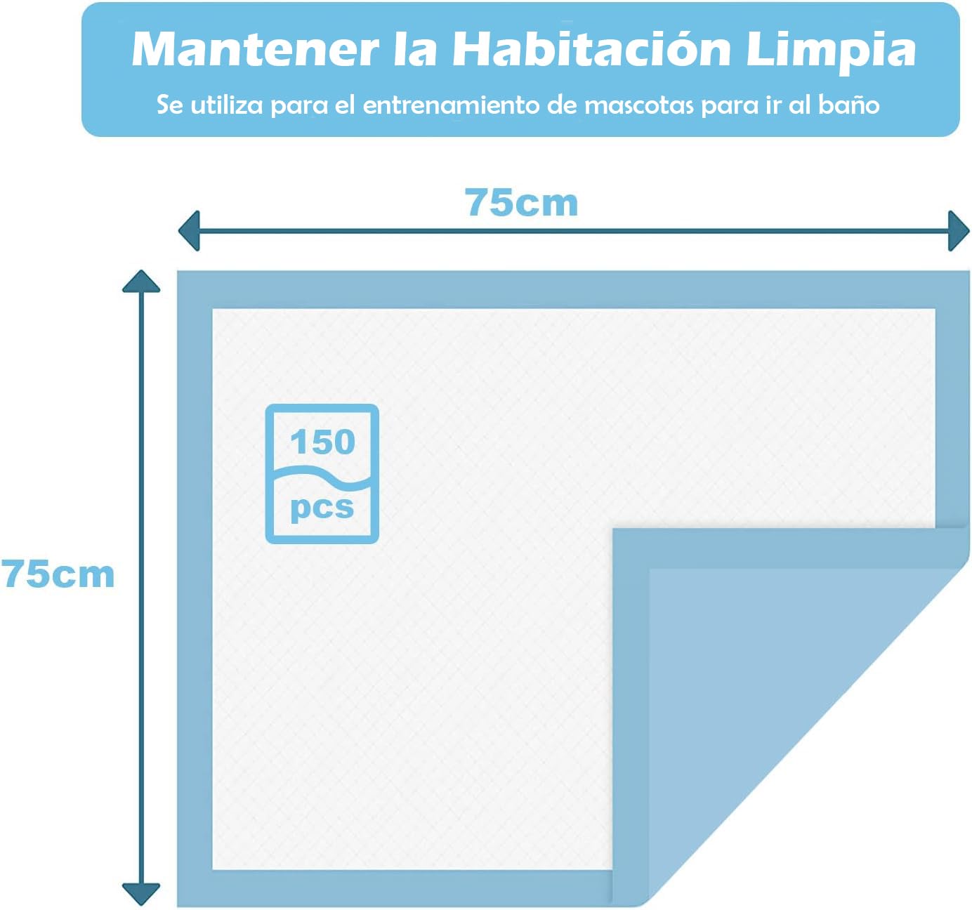 GYMAX Empapador Perro, Alfombrillas de Entrenamiento para Perros, Almohadilla de Higiene para Cachorros, Alfombrilla Súper Absorbente, Almohadillas para Crianza de Cachorros (150, 75 x 75 cm)