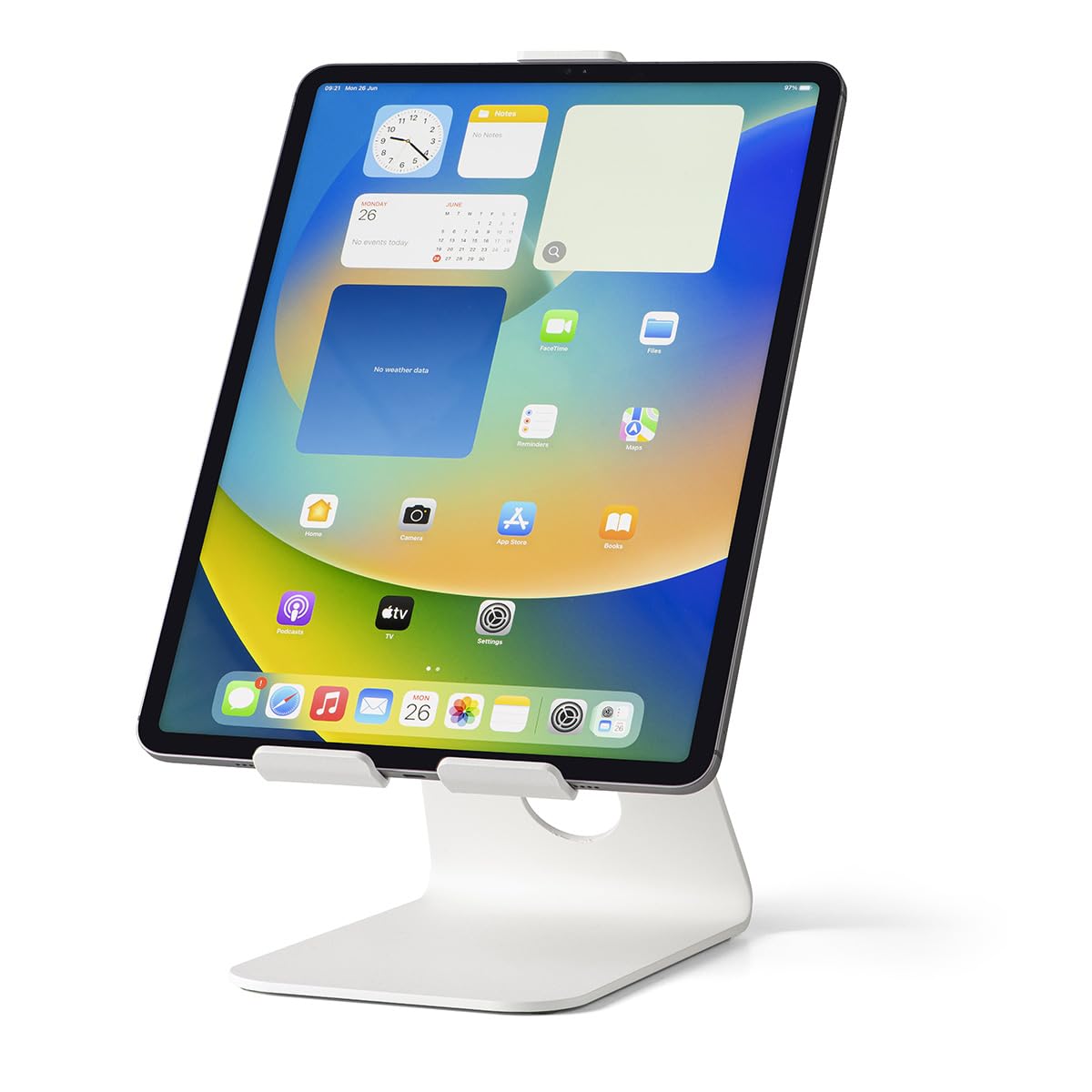 Supporto per Tablet da Scrivania Supporto Universale per iPad & Tablet da 8–13 Pollici – Stand in Metallo Robusto per Ufficio, Cucina & Smart Working – Bianco