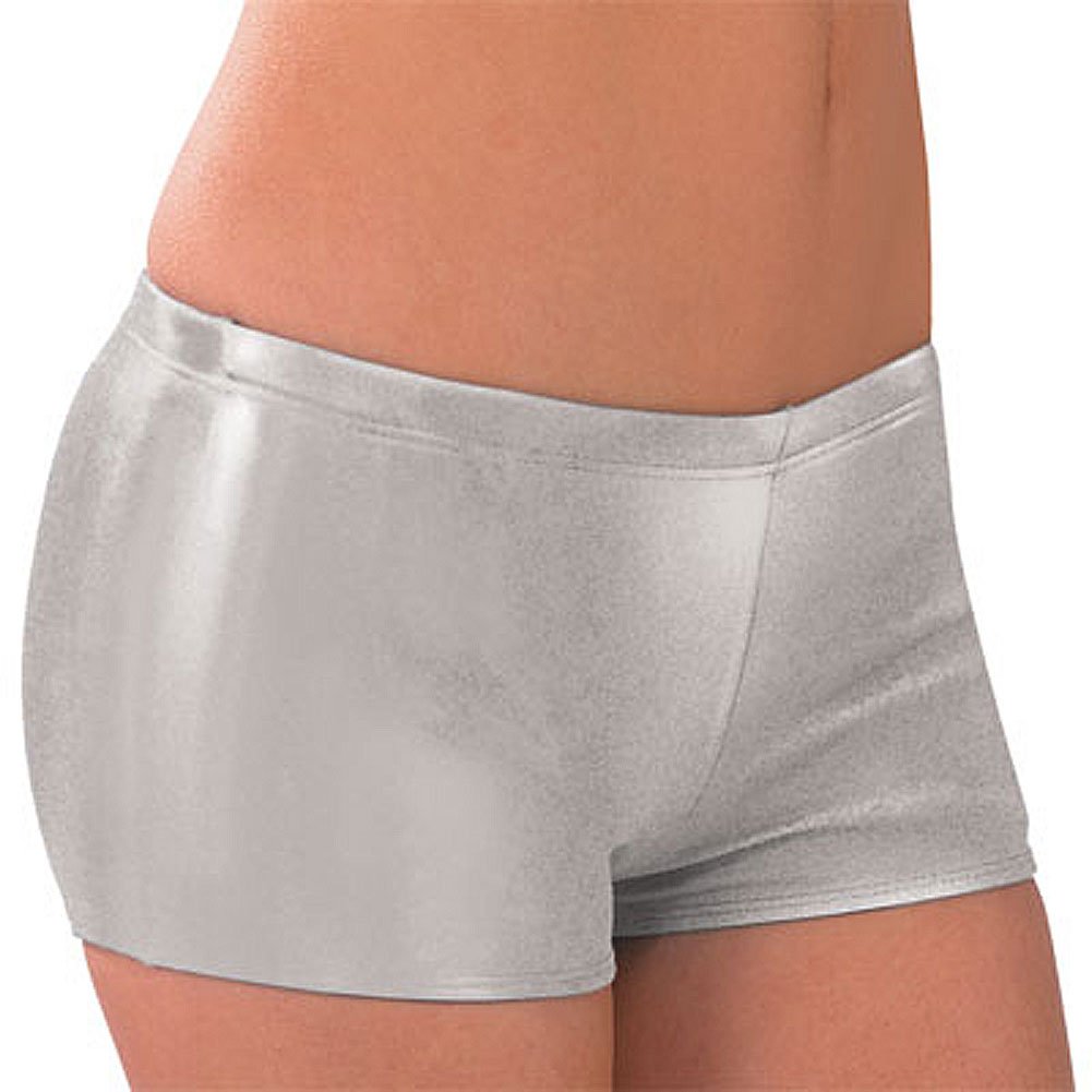 Body Wrappers Metallic Low Rise Boy Cut Cheerleading Briefs, Adult X Large, Metallic Silver