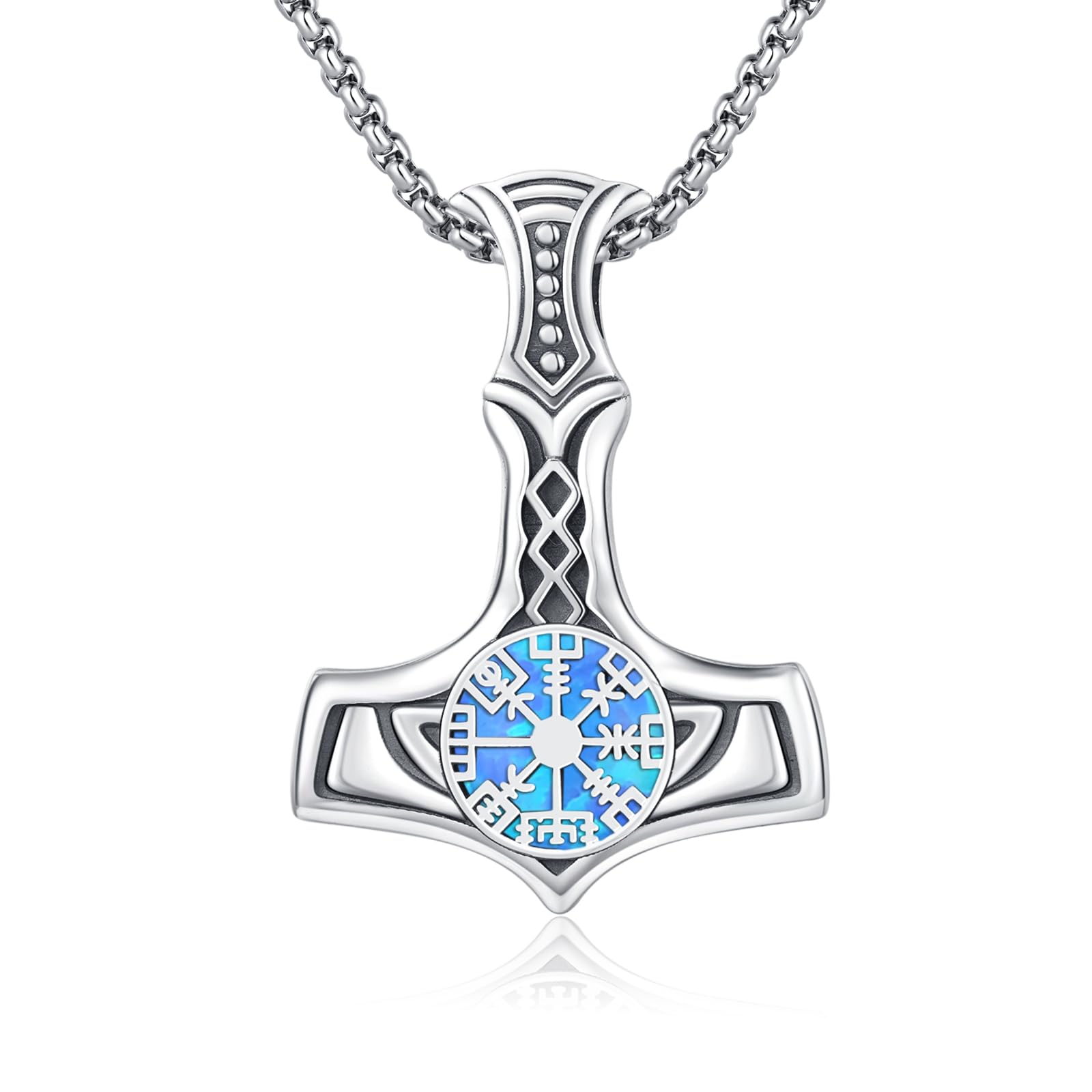 REDSUN Wikinger Pfeil Thors Hammer Kette 925 Sterling Silber ViKing Kreuz Hammer Kreuz Anhänger Keltisches Anhänger Amulett Schmuck für Herren Sohn Jungen Damen Männer Unisex