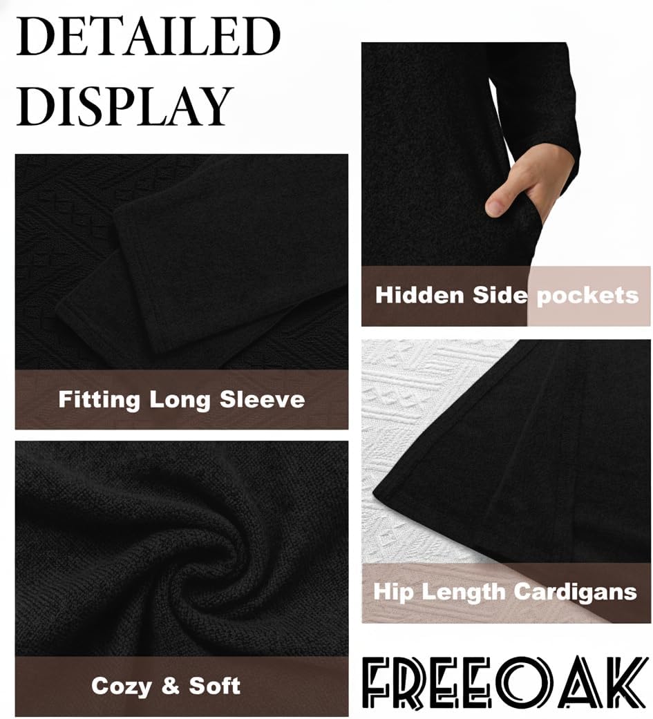 Cardigans Sweaters for Women Lightweight Long Sleeve Open Front Casual Fall Winters Cardigan with Pockets (S-3XL) - Image 3