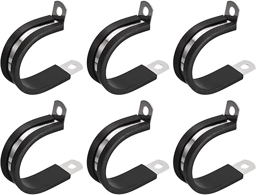 Miniatura 47 de uxcell Abrazadera de cable de 1-1/32 pulgadas (1.024 in) abrazadera de cable de acero inoxidable 304 Abrazadera aislada acolchada en forma de R