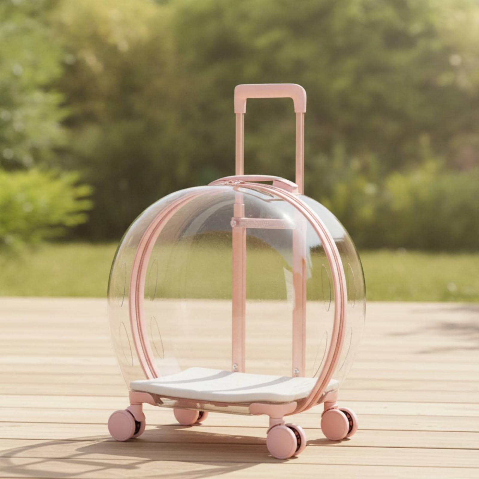 Transportín con Ruedas Rígido Transportín Ventilado para Gatos, Perros Pequeños, Viajes, Verde, Rayas