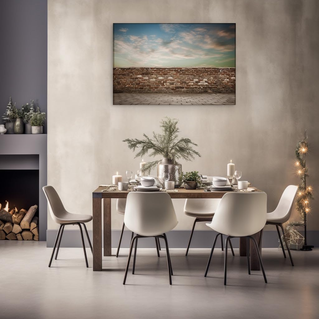 Canvas for Living room. Dawn of Serenity: Embracing the Tranquil Beauty of Brick and Sky, 27 x 18 inch Canvas Wall Art - Ready to Hang - 69x46 cm (27x18 inch)