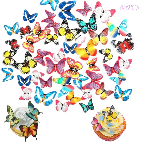 Gleevio Topper Per Cupcake A Forma Di Farfalla - Decorazioni In Carta Di Riso Per Dolci - Confezione Multipla