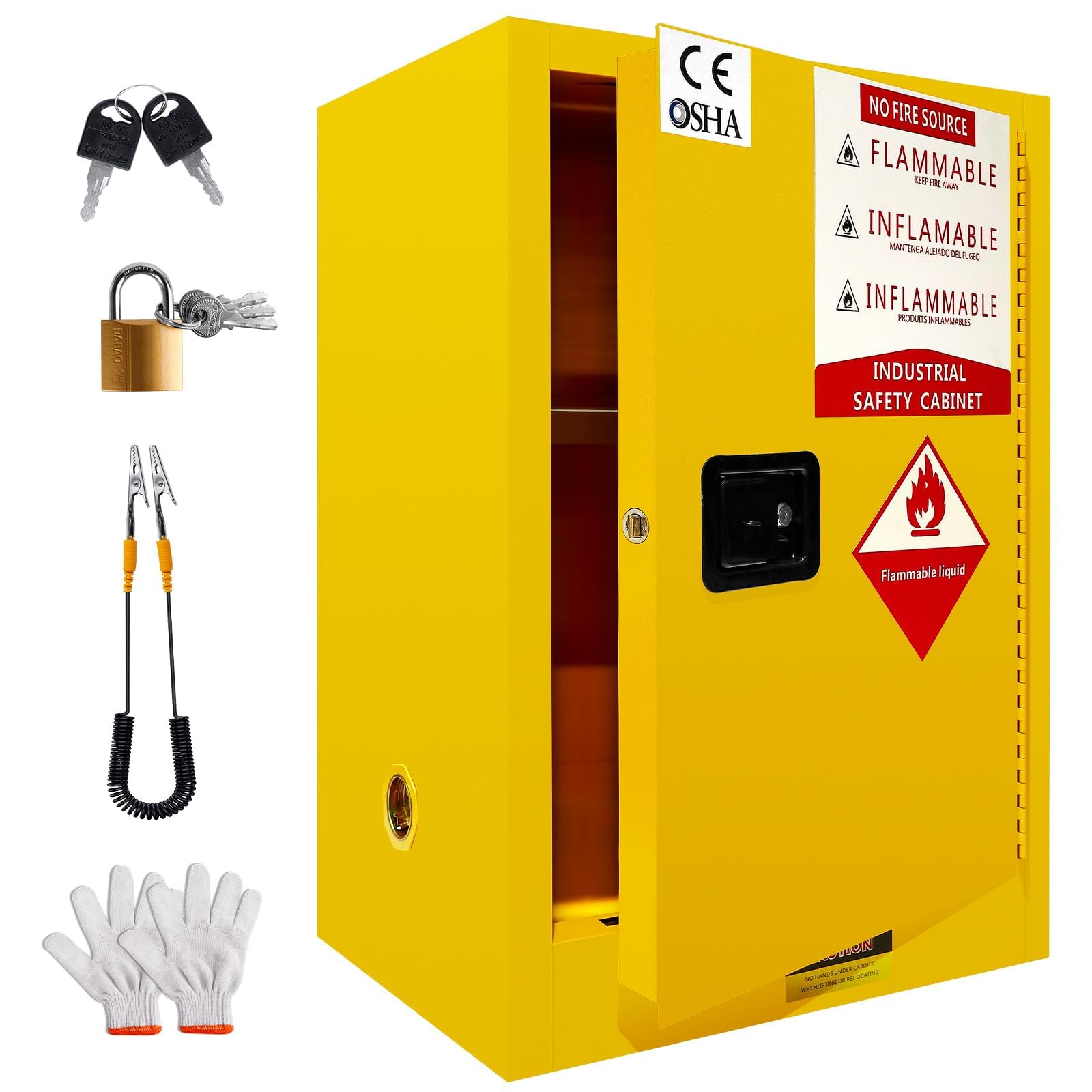 57 Gallon Flammable Storage Cabinet 35H x 26D x 21W - OSHA, Galvanized Steel Flammable Cabinet, Adjustable Shelf for Commercial Industrial Home Use