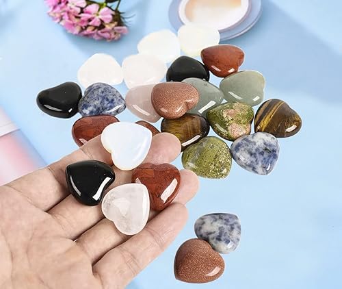 Miniatura 2 de MOGEMT 20 piedras de corazón mixtas de 0984in 1 pulgada piedra de amor de palma piedra de preocupación equilibrio curativo Reiki