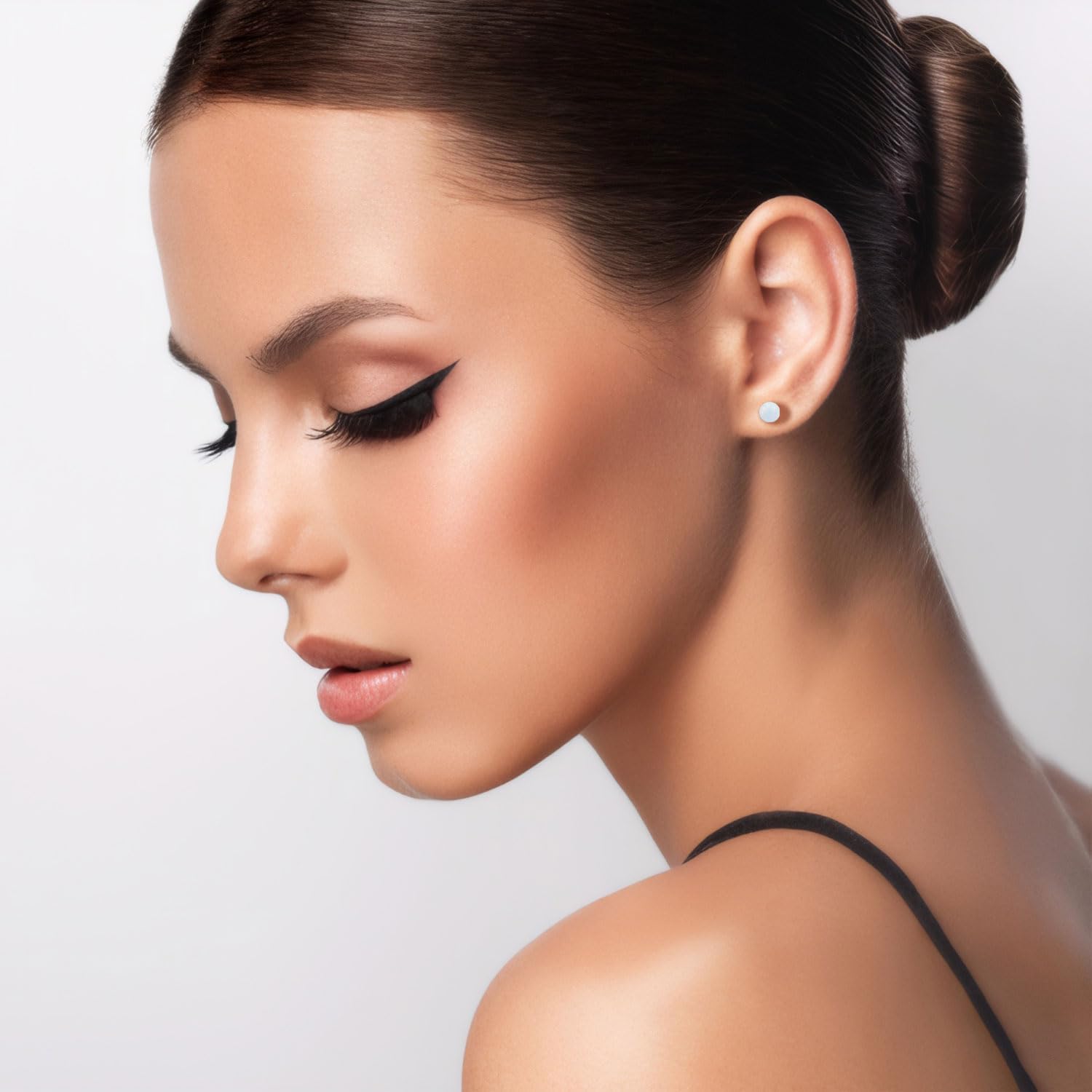 XUU Titanium Opal Stud Earrings,Hypoallergenic 20G Earrings for Sensitive Ears, Multi-Color Options Available,4mm/5mm Stud Jewelry,1 Pair - Image 6