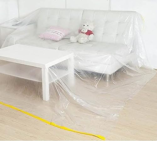 Funda de plástico desechable de 13 x 65 pies para sofá que se puede cortar arbitrariamente, fundas de muebles, fundas de sofá impermeables, funda