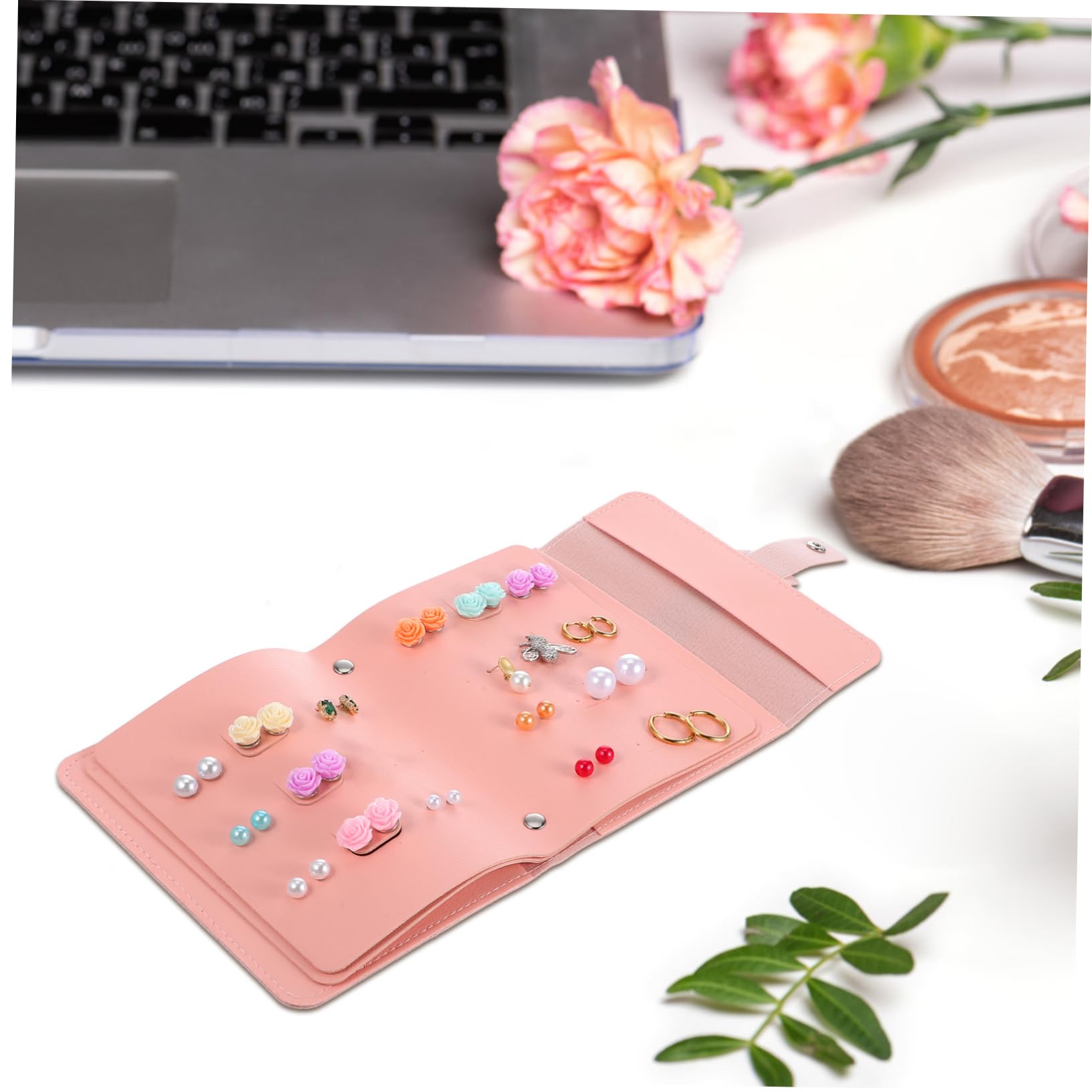 PRETYZOOM Earring Organizer Bag Book Style Jewelry Holder Portable Travel Pouch Ear Holder Large Capacity Pu Material Easy Access