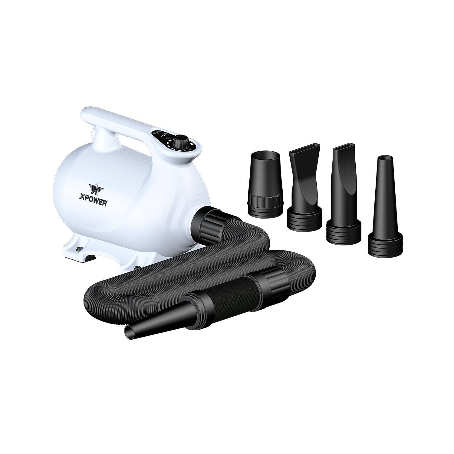 XPOWER Pet Dryer Adjustable Speed and Temperature Control Dog Blow Dryer, Pet Hair Dryer with 3 Nozzle (B-123)