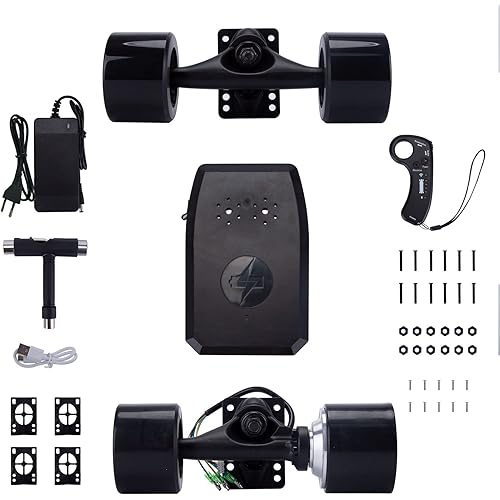RC Electric Skateboard DIY Modification Full Set, 25KM/H Top Speed 350W Motor 4.4AH Single Drive Electric Longboard with Remote Control, Entry Skateboard for Teens Beginners (No Board)