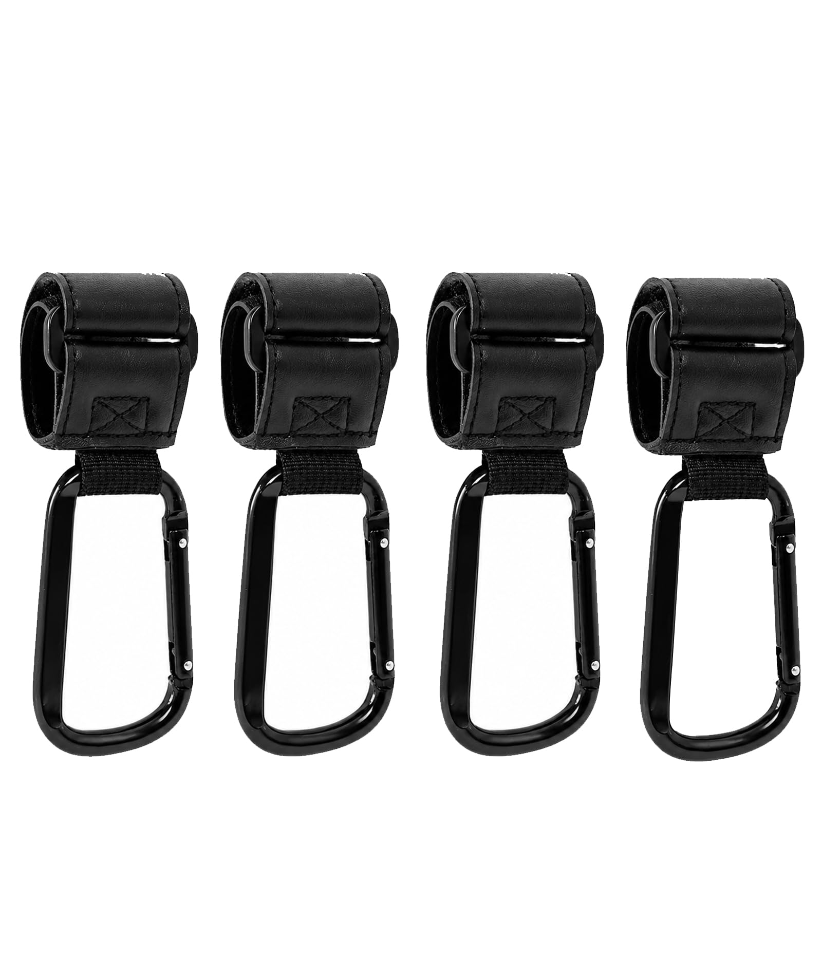 4 Pcs Carabiner Hook, Bike Hook for Luggage, Multifunctional PU Leather Hooks for Strollers and Outdoor Activities, Black Color, Secure Attachment for Various Gear Organization-image-12