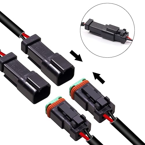 Miniatura 3 de Deutsch DT macho hembra arnés de cableado DTP 2 pines macho hembra adaptador de enchufe eléctrico conectores de repuesto con cable de coleta para