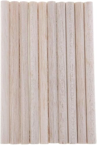 10pcs Natural Round Wood Dowel Rods-Unfinished Wooden Craft Sticks-Arts Props for DIY Projects Decorations (150mm)