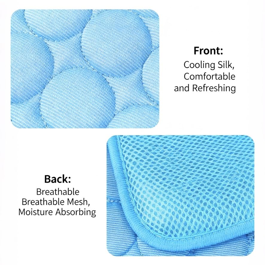 nobooao Dog Cooling Mat Large 70 × 55 cm, Glacier Blue Gel-Free Ice-Silk Cooling Pad, Machine-Washable - Image 2