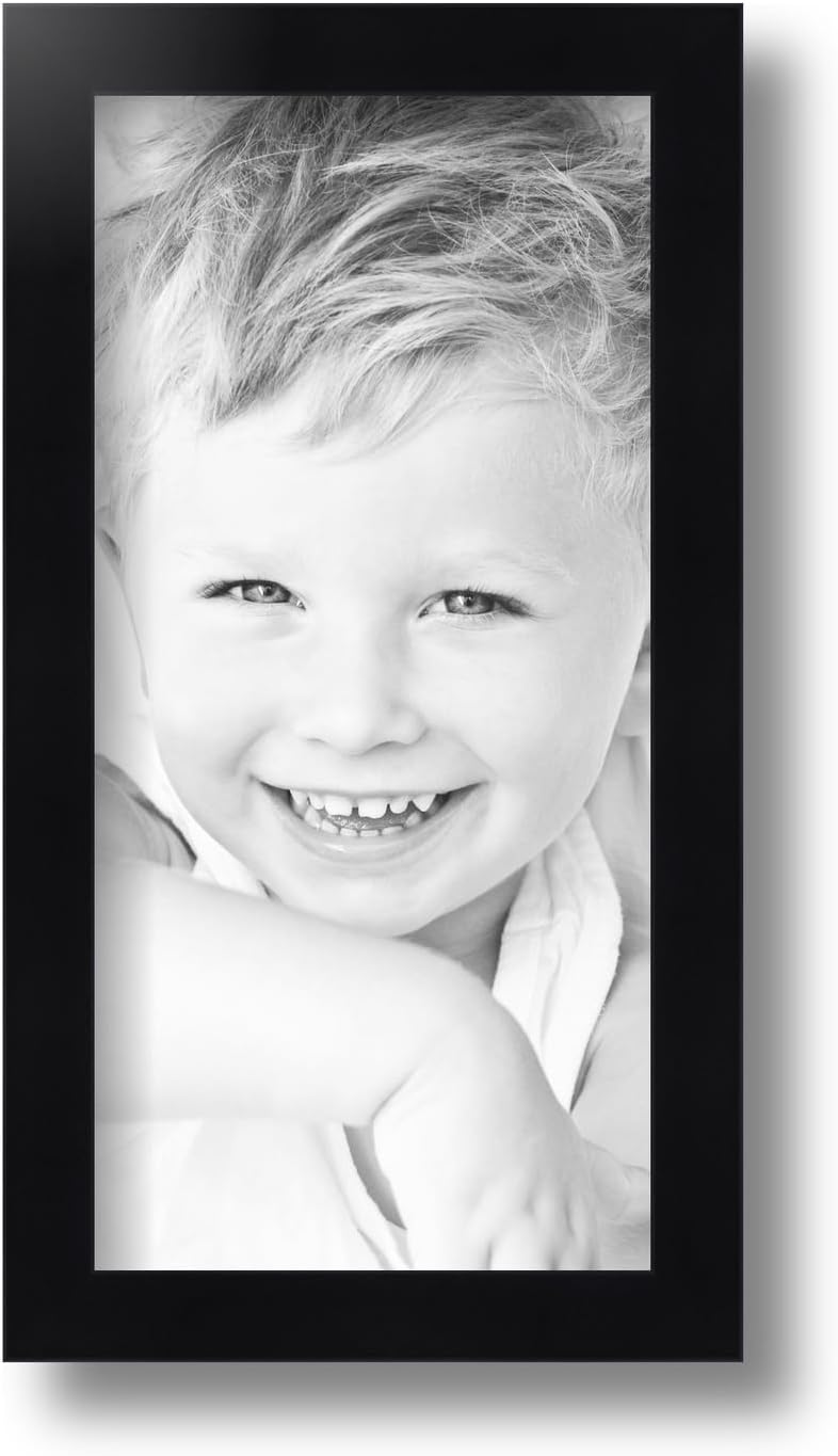 ArtToFrames 5x10 inch .75 Satin Black Stem - .5 Rabbet Wood Picture Frame, 2WOM10010-5x10