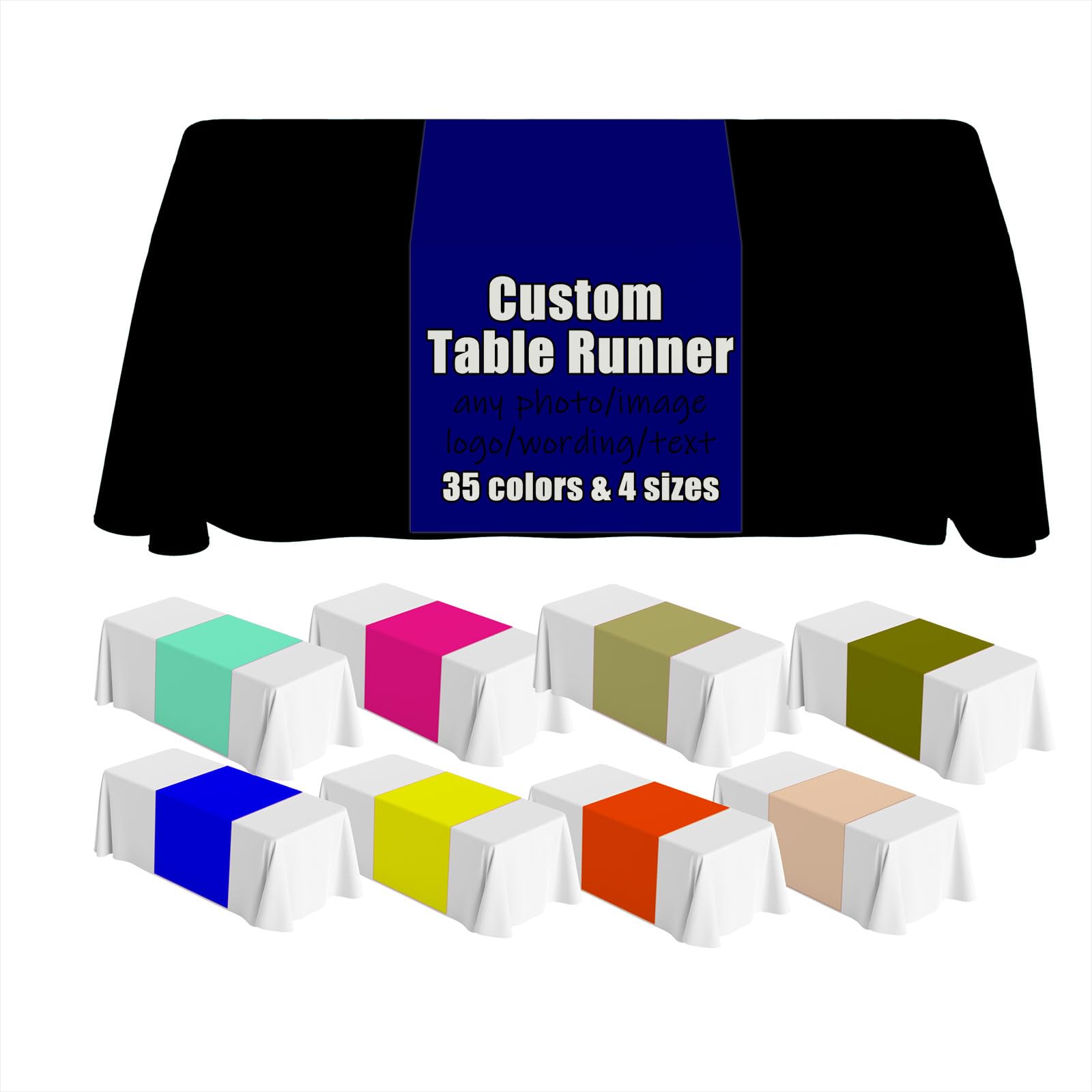 AEKSCOH Custom Table Runner with Business Logo 30x72inch- Events, Parties,Personalized Table Cover Cloth Add Your Picture Text Logo Style09