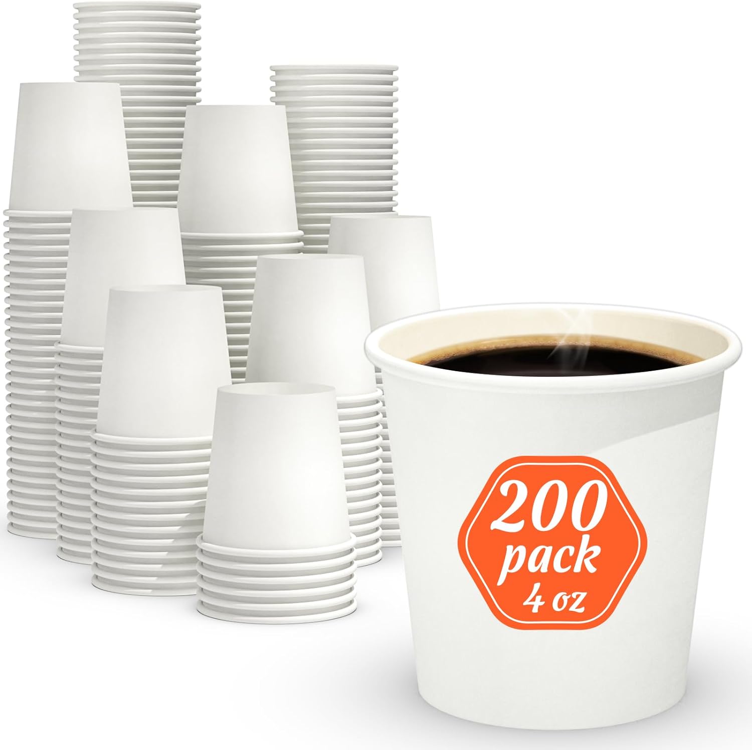 Dealusy 200 Count Paper Cups 4 oz, LeakFree Food Safe 4oz