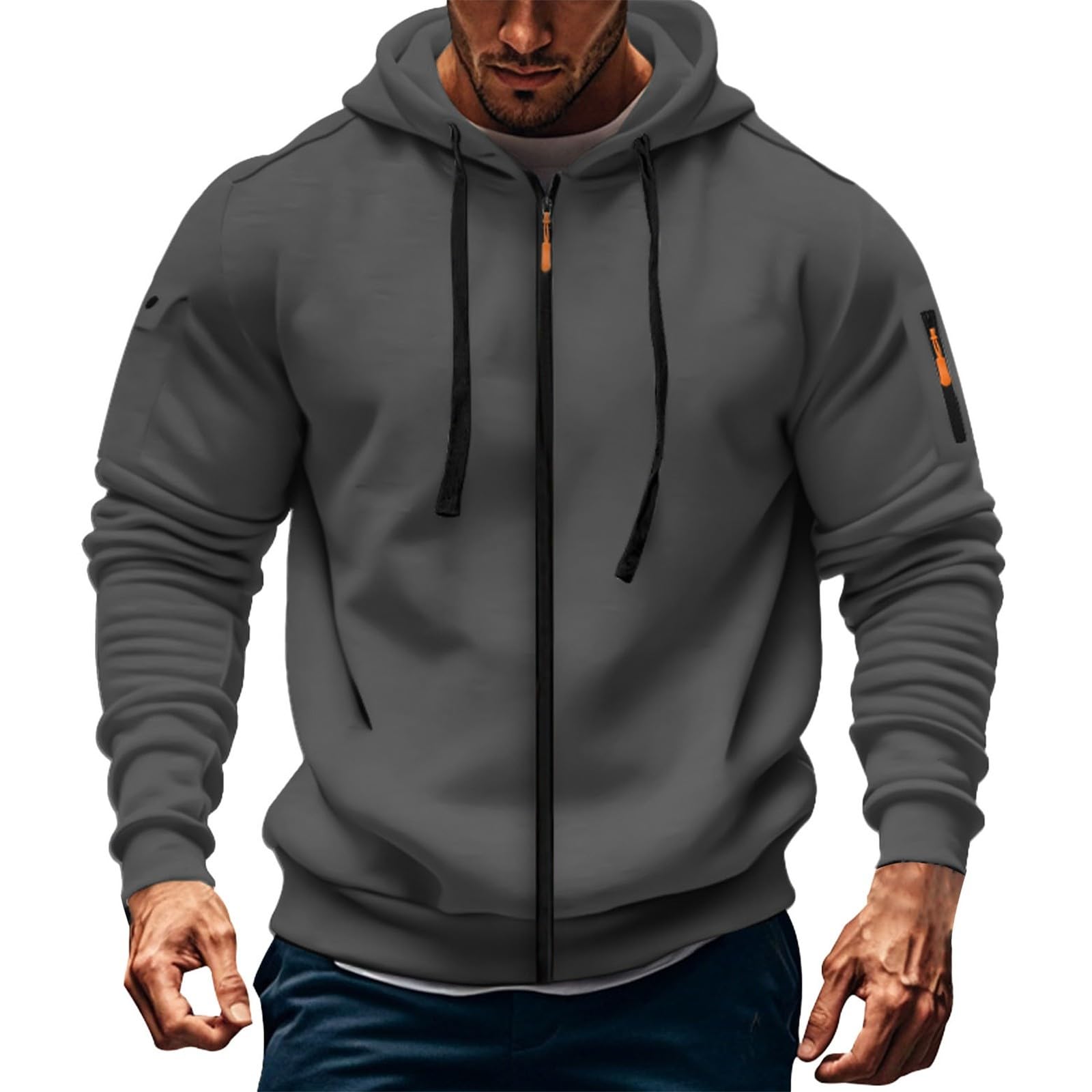 Sweat à Capuche Zippé Homme - Sportwear Décontracté - Polyester-coton - Idéal Sport Et Quotidien