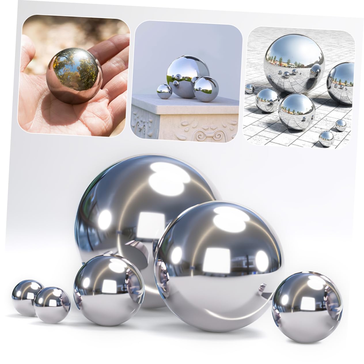 Gartenkugel aus Edelstahl Spiegelpolierte Kugel mit Reflektierender Oberfläche Leichtes Kugelornament für Stilvolle Gartendekoration im Außenbereich