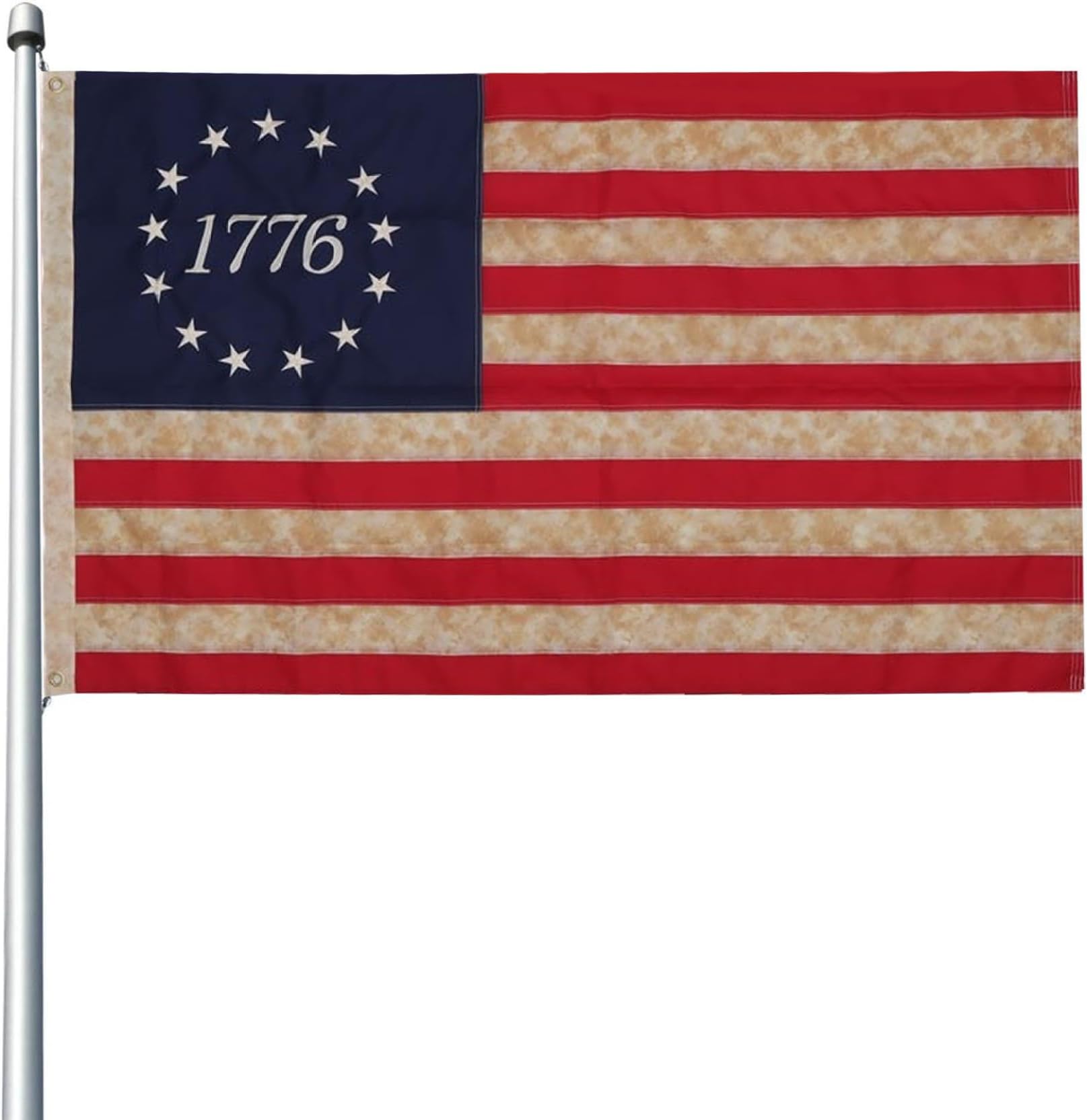 Vintage American Flag 1776 3x5 ft, 13 Colonies Flag with Embroidery for Outdoor Indoor Display