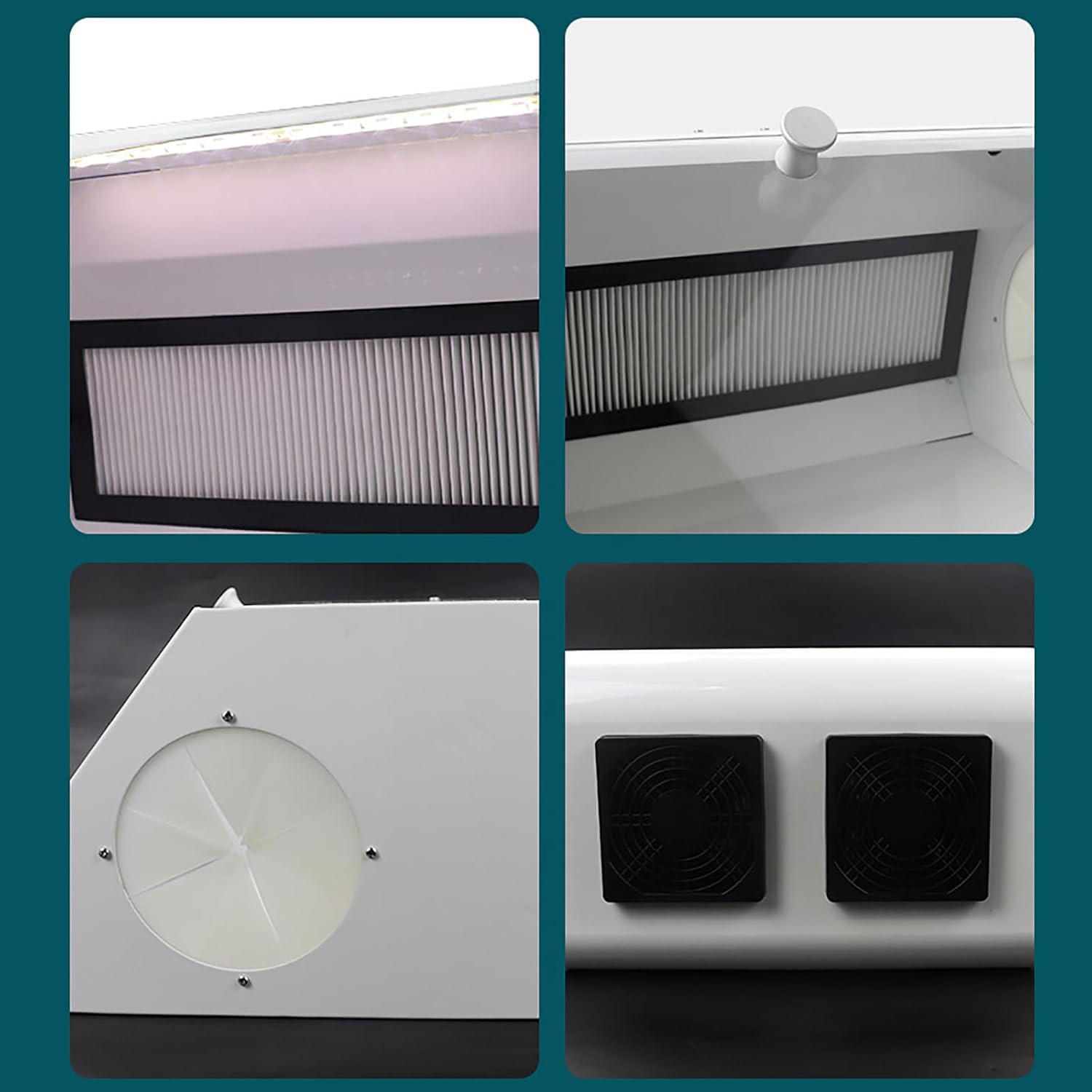 Dental Dust Collector Box with Dual Exhaust, 12 LED Lights, Clear Tempered Glass, Spacious Interior, Powerful Suction for Engraving and Drilling Tasks