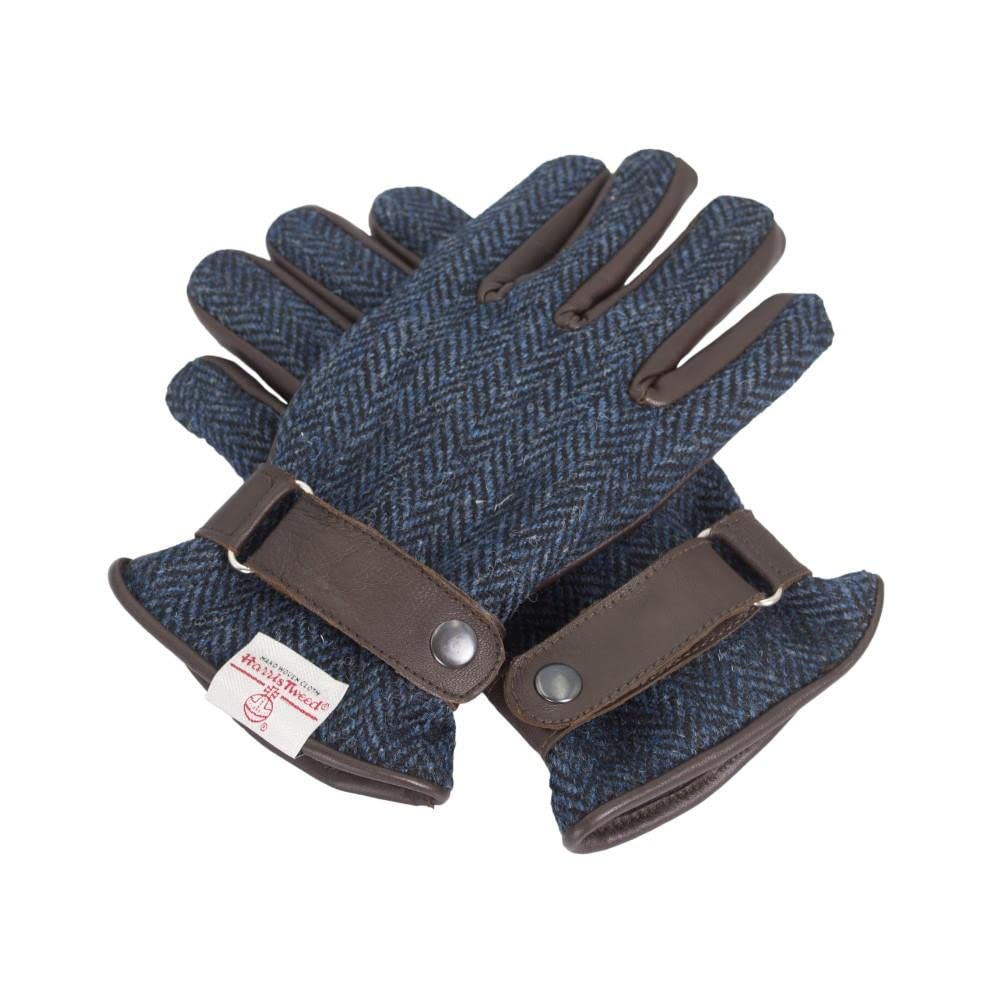 Walker and Hawkes - Harris Tweed Hallbrook Gloves - Midnight Blue - Large