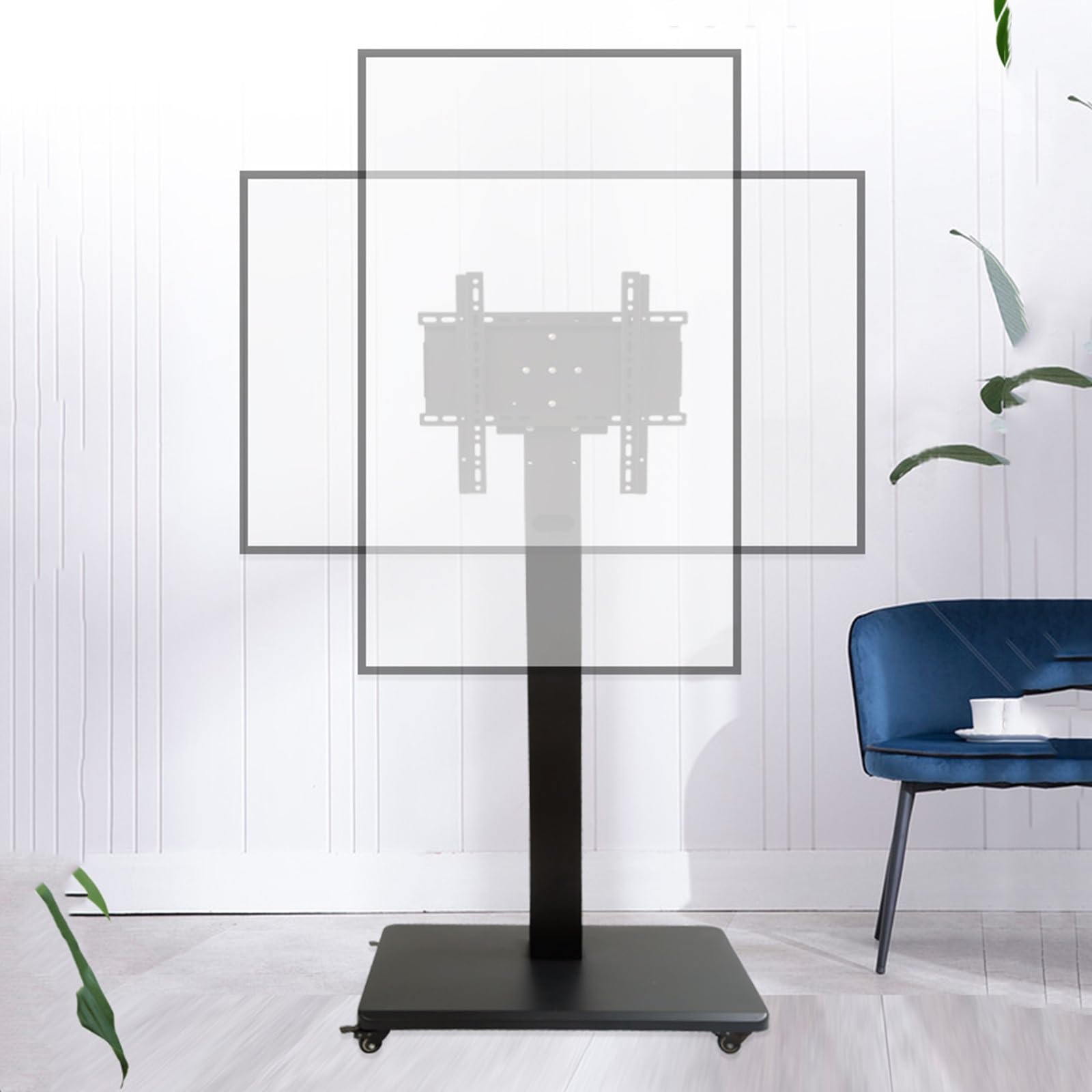 OLSKFUH Universal Tv Stand Mobile Tv Cart On Wheels For 32-65 Inch Tvs, Height Adjustable Rolling Tv Stand Holds Up To 55Kg/121Lbs, Max 400X400Mm,