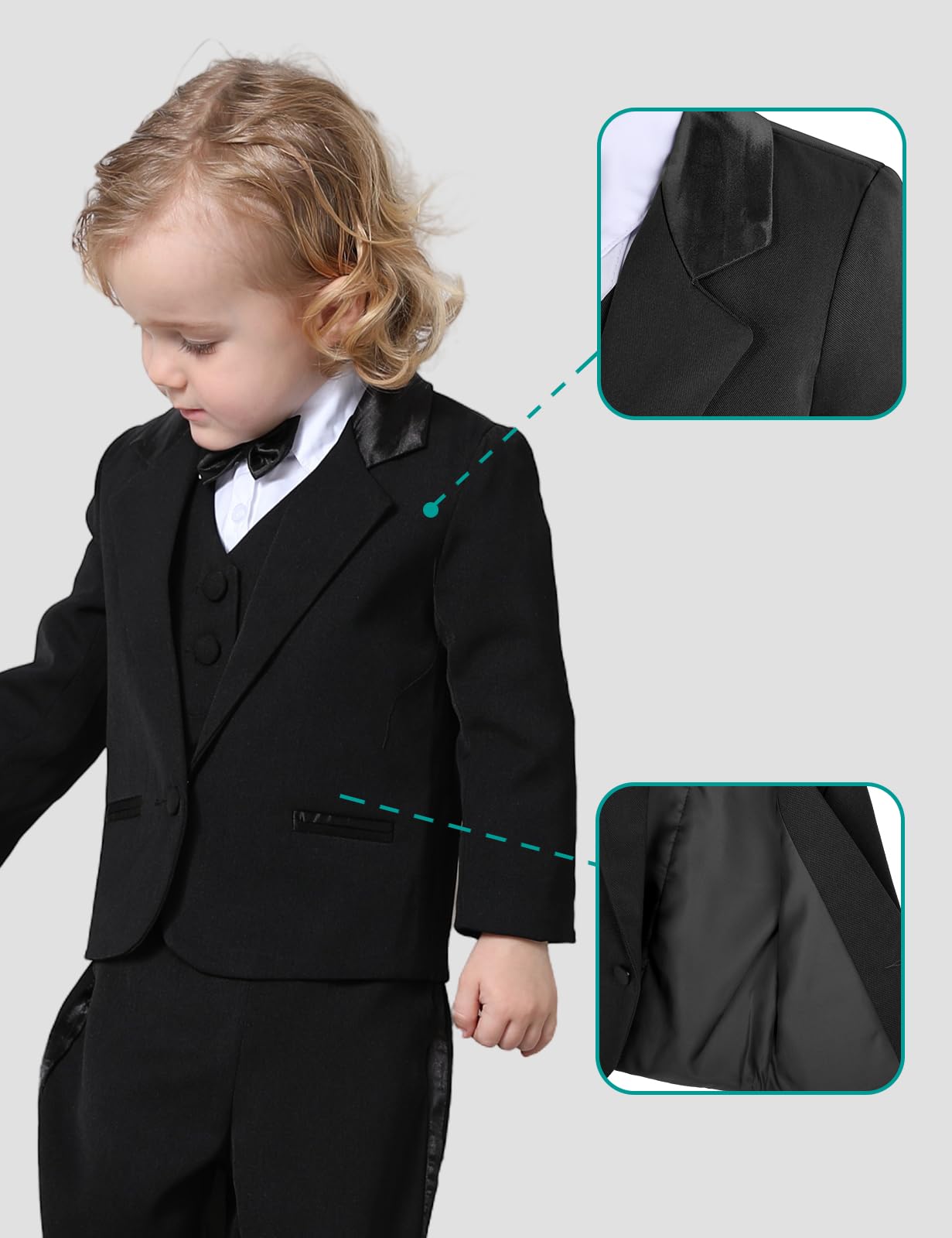 mintgreen Costume Bebe Garcon, Smoking Tenue Mariage Vêtements Cérémonie Enfants （Costumes, Gilets, Chemises, Pantalons）