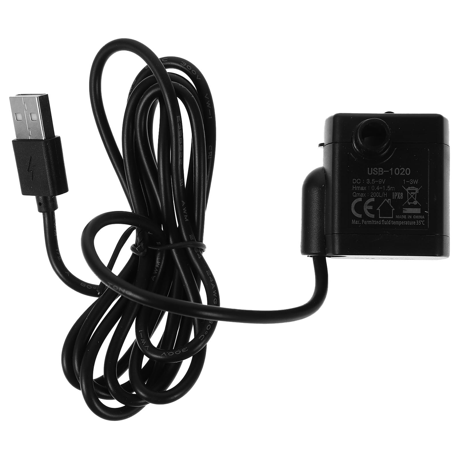 BESPORTBLE 3piezas Usb De Agua Sumergible Potente Para Acuarios Fuentes y Jardines y Silenciosa Color Negro