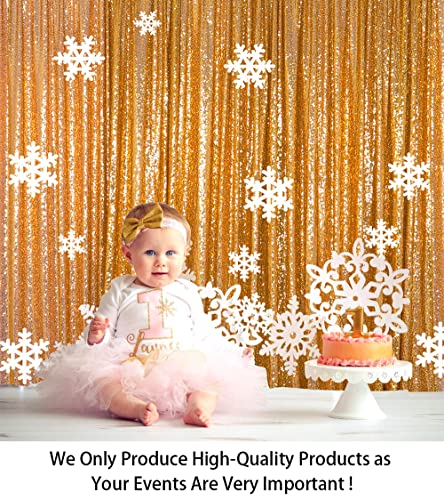 ShiDianYi Sequin Backdrop Curtain Gold 4FTX6FT Sequence Fabric Backdrops Studio Photo Booth Curtains Golden Sparkle Photography Background for Wedding Party Baby Shower Reception Supplies