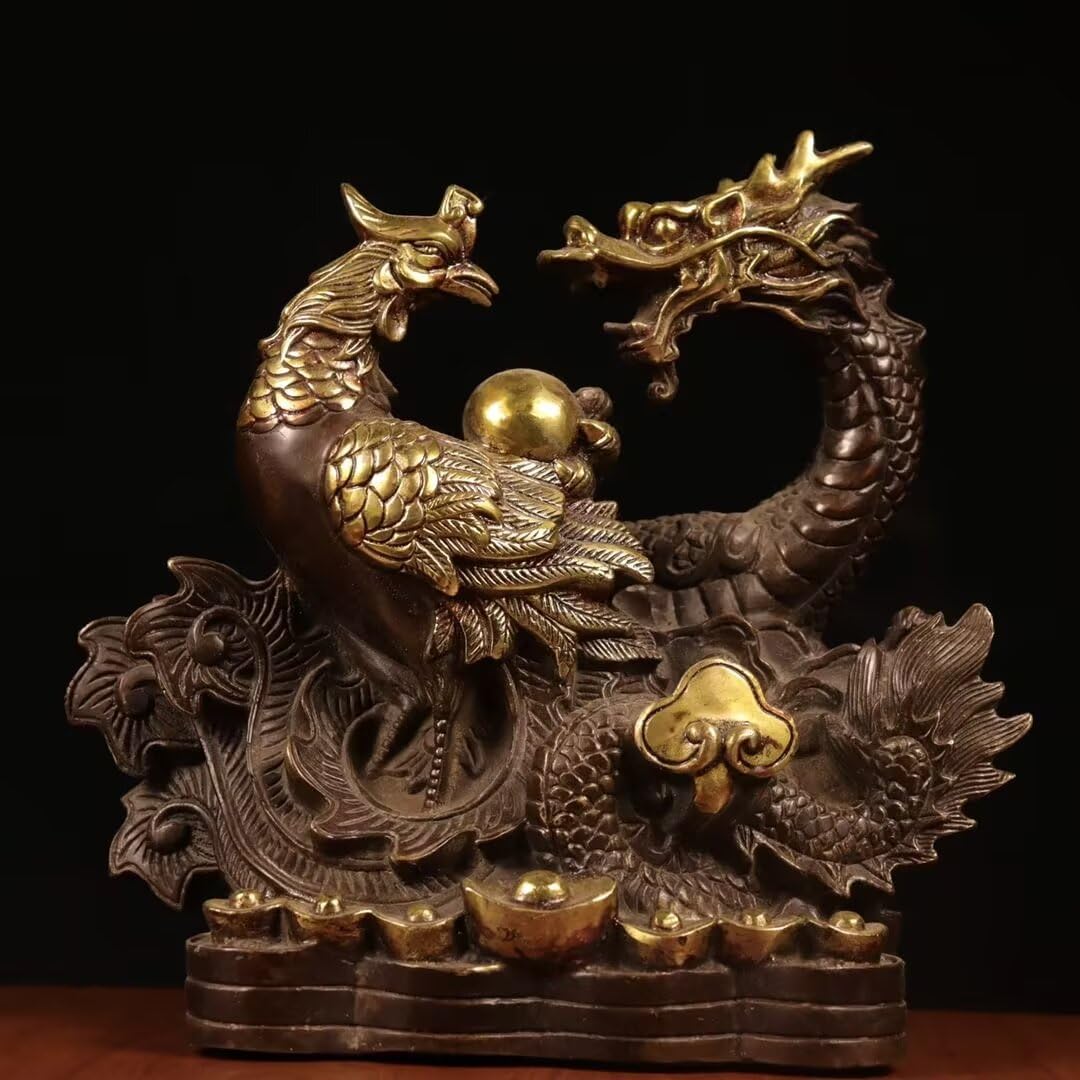 Amazon.com: MEIXiHH Pure Copper Dragon and Phoenix Statue, Chinese