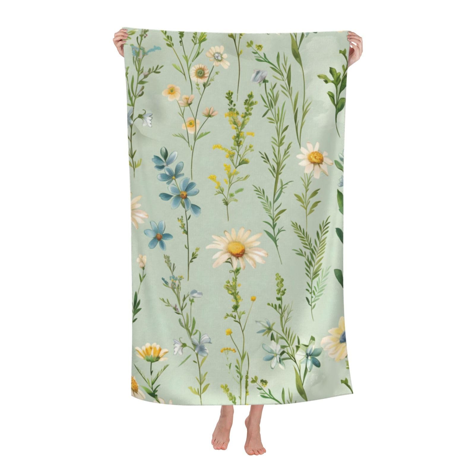 HLBSDM Wildflower Beach Towel 31inx51in Botanical Garden Bloom Sand Free Microfiber Bath Towel Ultra Soft Quick Dry Pool Towel Absorbent Towel Lightweight Towel for Swimming Bathroom Decor