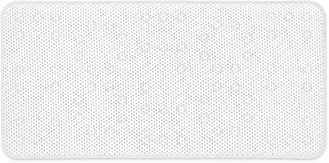 Bath Bliss Cushioned Foam Bath Mat Non Slip Bathtub Mat with 58 Suction Cups Black Color 17x36 | Machine Washable | Quick Drain Safety