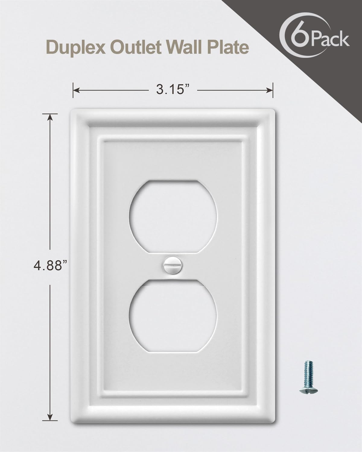 12-Pack Off White Duplex Wall Plates, Metal Wall Plate Covers for Electrical Outlet, Light Switch, Decorative Outlet Cover Plates, 3.15''*4.88, Midsize