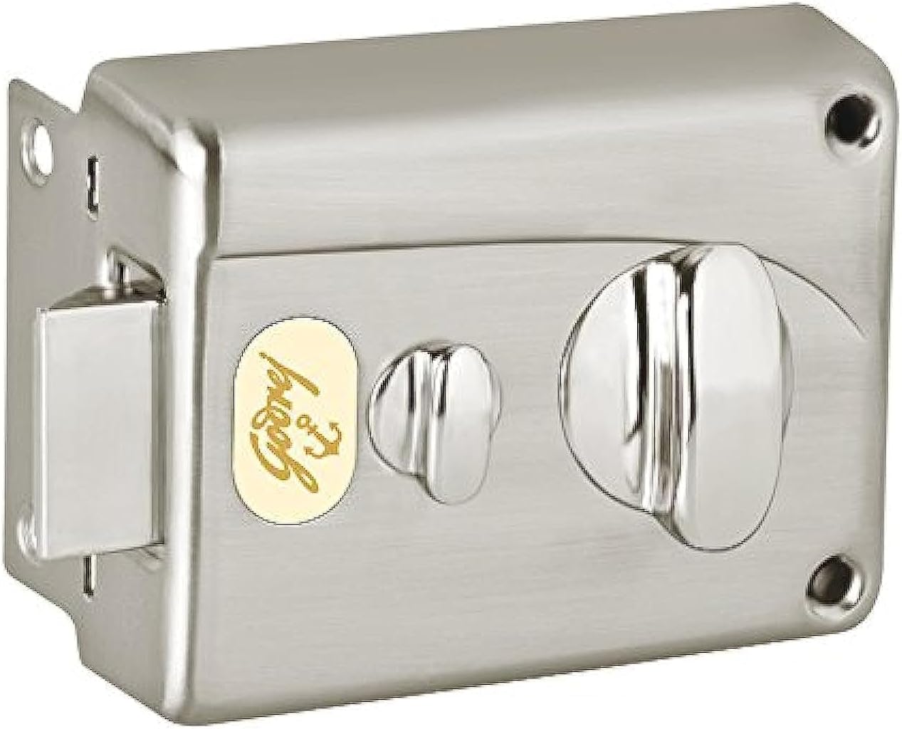 Godrej Locking Solutions and Systems Rim Lock I Night Latch I 1CK Deadbolt I Brushed Steel Finish I for Inside/Outside Opening Door & Left/Right Handed Doors I 3 Keys I 1 Year Warrenty I Manual