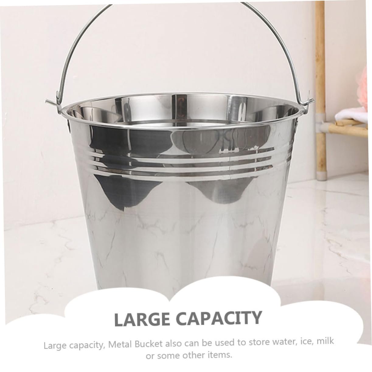 Amosfun Edelstahleimer mit Deckel 8 L Robuster Metallbehälter | Wasser und Milcheimer, mit Griff, 1 Stück Konstruiert, Korrosionsbeständig für Ranch, Haushalt und Garten